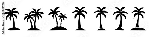 Palm vector. Coconut tree set