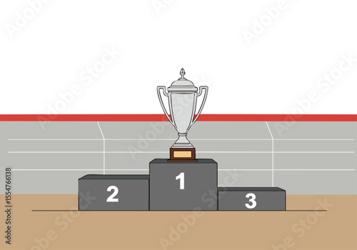 A stylized trophy podium with Canadian flag backdrop. Clear, modern design, ideal for business or sports themes.  Focus on competition and achievement.