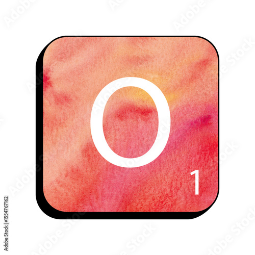 "Letter O on Watercolor Tile: A single letter 'O' graces a textured tile. The letter 'O' stands out against a soft watercolor background, the textured tile's appearance adding visual appeal.