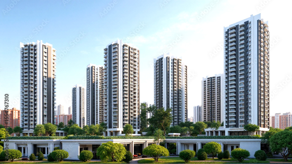 Obraz premium Modern Architectural Concepts, Real Estate Visual Assets, Professional Building Design Resources, Urban & Residential Property Graphics 