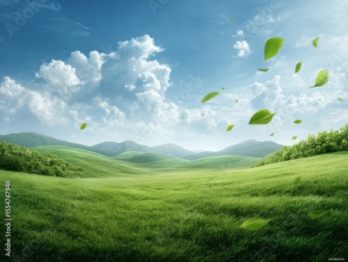 green field and blue sky