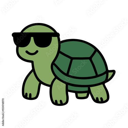 A cool tortoise with sunglasses, exuding a vibe of relaxed sophistication with stylish shades, vector illustration