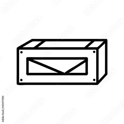 Simple mailbox illustration with letter symbol in monochrome design  