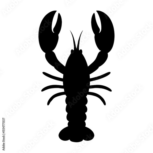 Lobster Silhouette Icon Isolated on White Background 