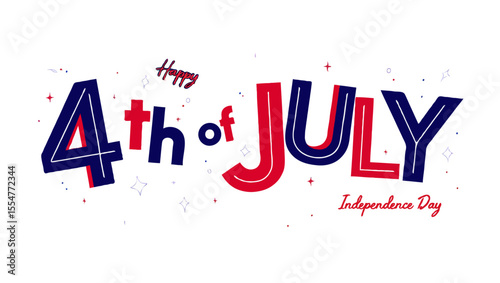 Vector art of happy fourth of july text isolated on white background