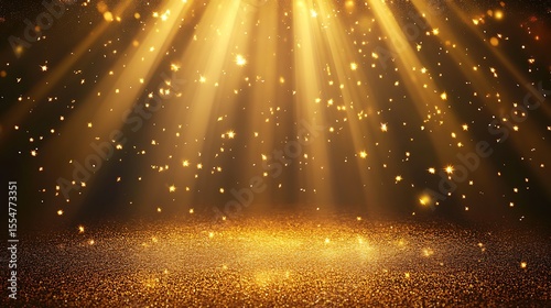 Golden light rays and glitter particles background sparkle and shine luxury celebration perfect for festive occasions