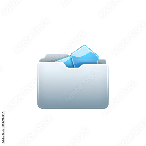 blue open folder icon with documents inside, commonly used to represent a file directory, folder location, or document storage in computer systems. The design features a 3D-style light blue folder wit