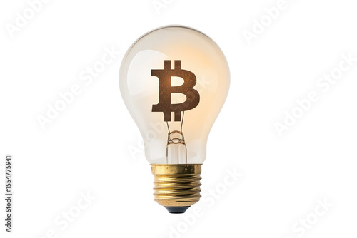 Bitcoin Idea Generation: A glowing light bulb with a bitcoin symbol inside, symbolizing innovation and creative thinking about cryptocurrency.