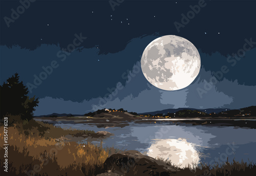 moon night and landscape