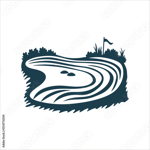 Golf Bunker Sand Trap Vector Illustration Bunker Wavy sand trap shap
