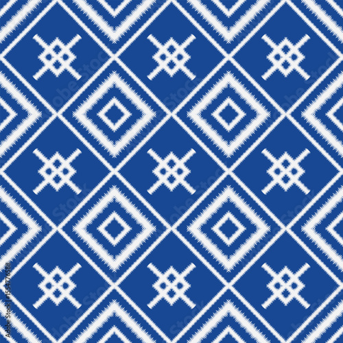 Abstract Seamless Pattern Featuring Textured White Lines On Blue Surface. fabric pattern