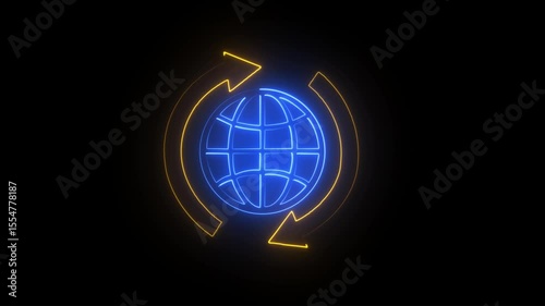 Global Business Synergy Icon: Cross-Border Trade and Multinational Operations Concept

