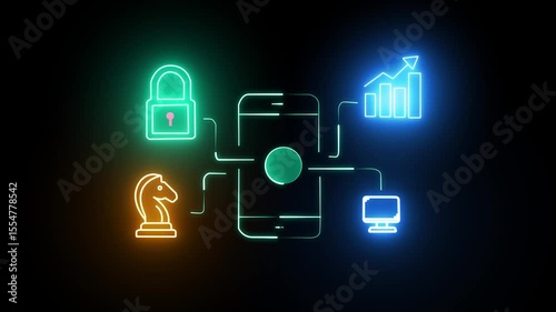Glowing Animated Smartphone Payment Symbol for Marketing and Investment Success

