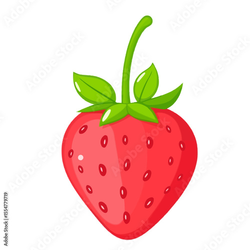 Strawberry fruit isolated on white background showing freshness and vibrant color