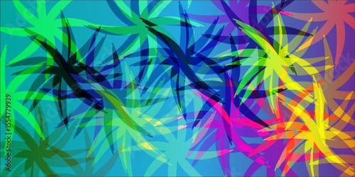 Dynamic abstract art featuring overlapping colorful shapes, creating energy and modern flair. Vibrant and unique composition suitable