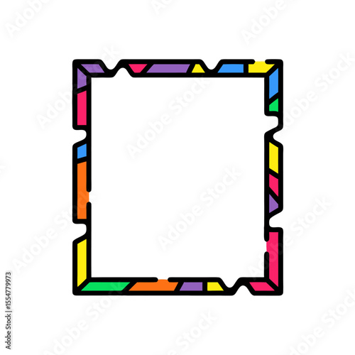 Vibrant geometric border with bold colors and unique shapes creating an eye catching frame for design projects