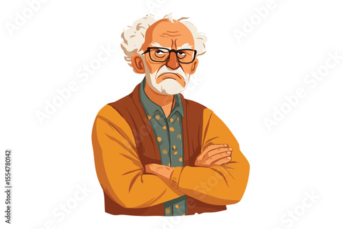 Angry old man anger isolated