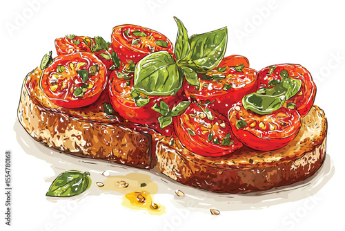 Bruschetta with tomato basil isolated