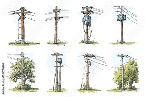 utility poles industrial structure isolated