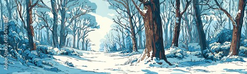 winter forest snowscape design isolated