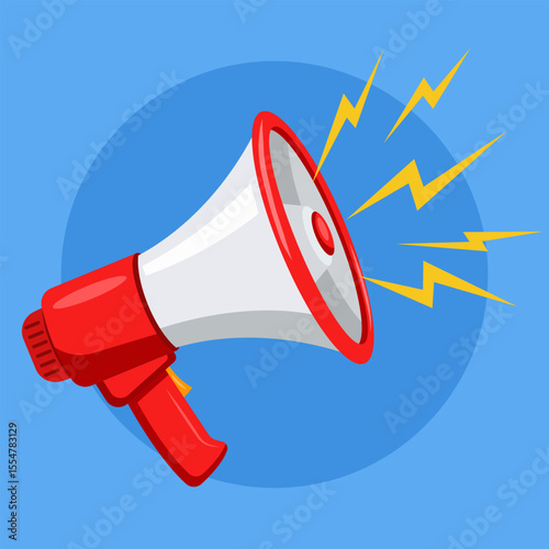 Illustration of a Megaphone Broadcasting Sound Waves, Symbolizing Important News and Powerful Communication