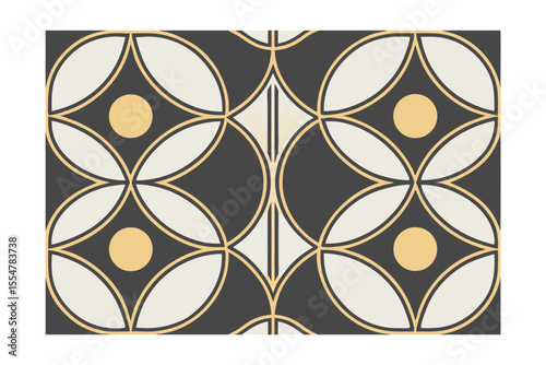 Geometric pattern with repeating shapes in gray beige gold colors on a background