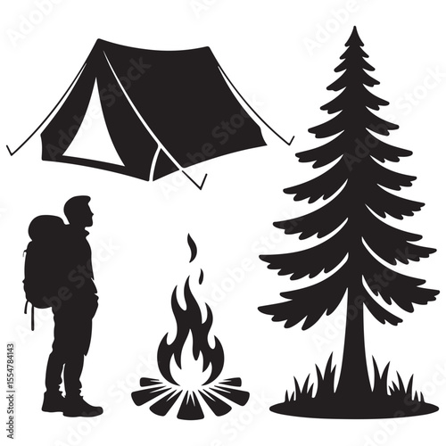 set of camping vector 