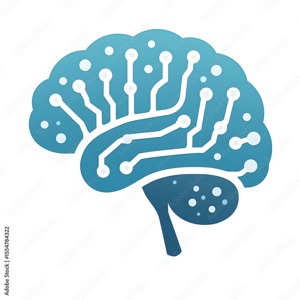 Fototapeta premium blue brain illustration, isolated, svg
