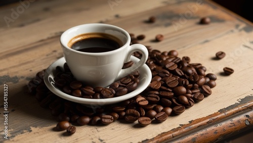 cup of coffee with beans