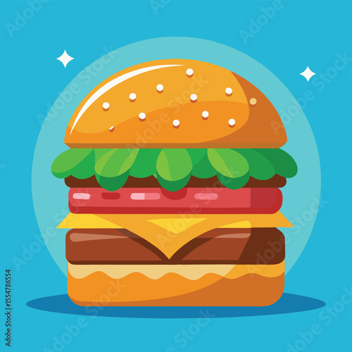 Juicy Double Cheeseburger Illustration Delicious Fast Food Vector Graphic