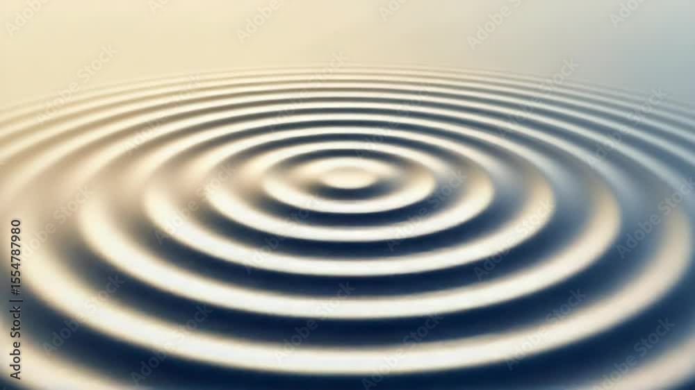 Rapidly pulsing concentric liquid waves radiate outward in glowing golden and blue hues, forming a dynamic abstract visual synchronized with imagined sound vibrations