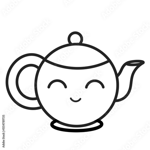 cute teapot cartoon illustration. kettle cartoon sketch. water kettle cartoon design line vector. Vector illustration.