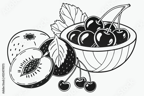 black-set-of-summer-fruits--vector-illustration.eps