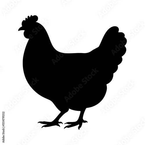 Chicken silhouette or hen silhouette standing side view