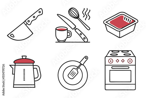 kitchen icons set simple illustration of 16 kitchen vector