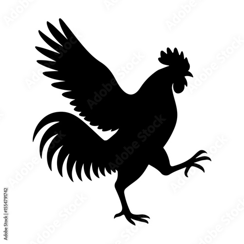 Cock silhouette fighting or striking side view