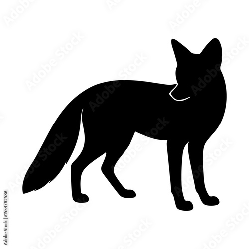 Fox silhouette look backward side view