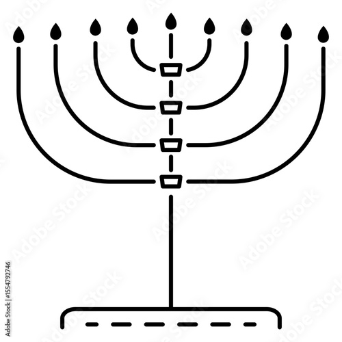 Traditional Hanukkah Menorah Candle Holder Icon 