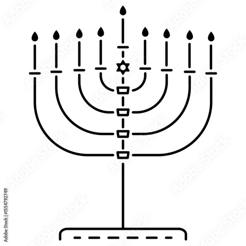 Traditional Hanukkah Menorah Candle Holder Icon 