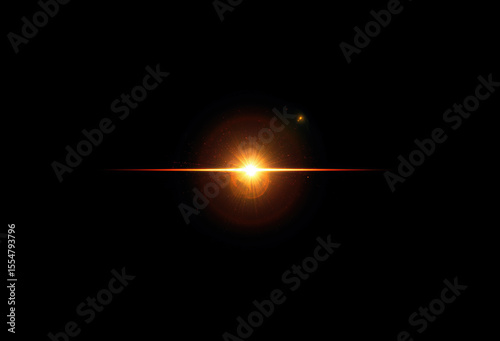 Lens flare on black background - Overlay effect