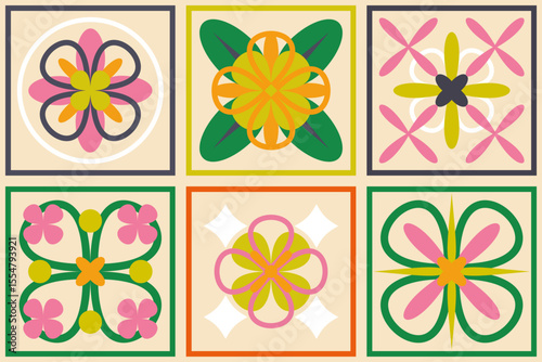 Abstract Floral Tiles – Set of 6 Seamless Vector Patterns