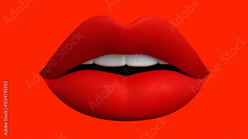 Expressive red lips in bold artistry digital art vibrant environment close-up perspective creative concept