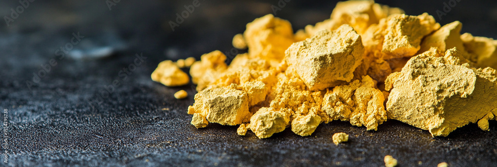 Uranium yellowcake sample on a dark surface Generative AI Uranium yellowcake sample on a dark surface Generative AI