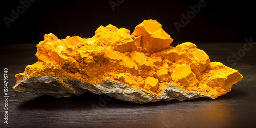 High-quality display of uranium yellowcake mineral specimen Generative AI