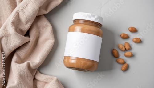 Preparing healthy almond butter kitchen food photography minimalist setting top view nutritious recipe ideas