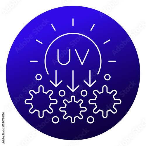 UV light for disinfection, ultraviolet rays line icon