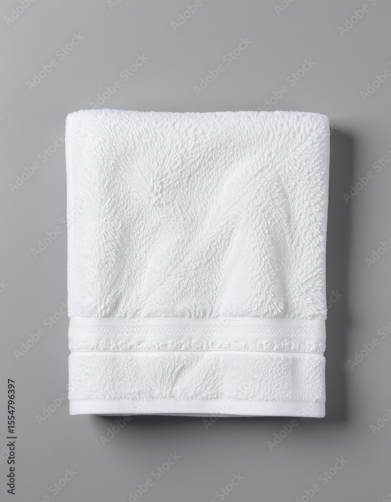 Fototapeta premium Elegant white towel home bathroom product photography minimalist style top-down view luxury concept
