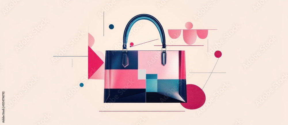 Fototapeta premium Stylish handbag with geometric design