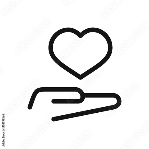 Hand with heart line icon, health care vector symbol with editable stroke
