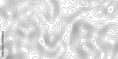 Abstract topographic contours map background. Topographic map and landscape terrain texture grid. Modern design with White background with topographic wavy pattern design. Black-white background